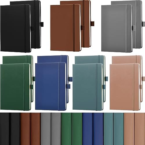 Laumoi 14 Pack Hardcover Lined Journal Notebooks Bulk,Deep Color,A5