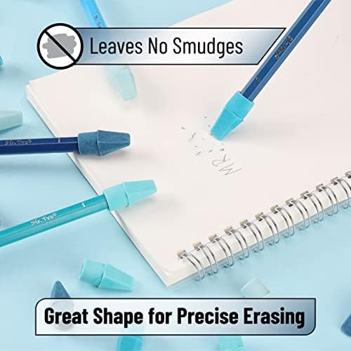 Mr. Pen- Pencil Top Erasers, 480 Pack, Blue Shades, Latex-Free