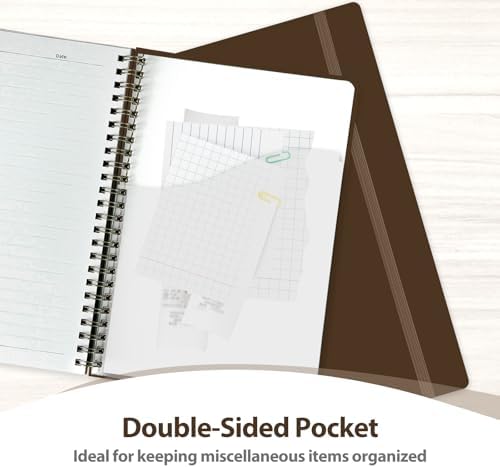 A5 Lined Spiral Journal Notebook, 146 Pages Hardcover Notebook with 100 GSM Thick Paper, Inner Pocket & Elastic Closure, 5.7" x 7.9", Notebooks for Work, School, College, Office, Journaling & Note Taking