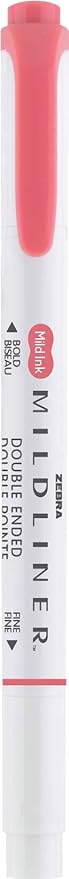 Zebra Pen Mildliner Dual-Tip Highlighters, Broad and Fine Tips, Ideal for Bible Highlighting, No Bleed, School Supplies, Teacher Supplies, and Office Supplies, Mild Red Ink, 12-Pack (78130upc)