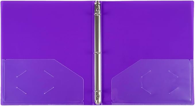 JAM PAPER Plastic 0.5 inch Binder - Purple 3 Ring Binder - Sold Individually
