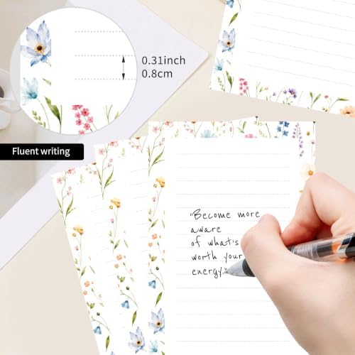 2 Pack Lined Sticky Notes 4x6 in, Cute Self-Stick Notepads with Lines, Large Memo Pads Strong Adhesive for Office, Home Watercolor Boho Flowers