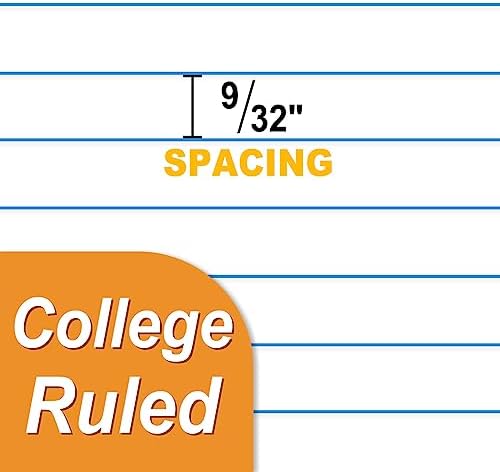 SUNEE Loose Leaf Paper, 900 Sheets, 6 Pack College Ruled Paper, 8 x 10-1/2 Inch Filler Paper, 3 Hole Punch Binder Paper, Loose Leaf Notebook Paper, 150 Sheets/Pack