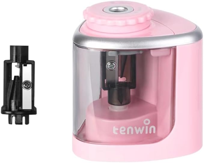 Electric Pencil Sharpeners Powerful Stall-Free Motor Portable Electric Battery Operated Pencil Sharpener Battery Powered Classroom Pencil Sharpeners for School Home Office Classroom(Pink)