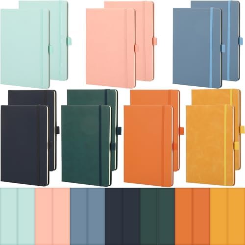 Laumoi 14 Pack Hardcover Lined Journal Notebooks Bulk,Earth Tone,A5