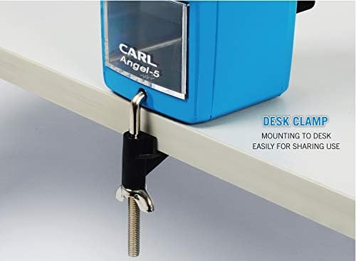 Carl Angel-5 (Black) Heavy-Duty Artist & Teacher Pencil Sharpener – Precision Manual Crank with Auto-Stop, Colored Pencil Compatible, Quiet Operation, Durable Japanese Design.
