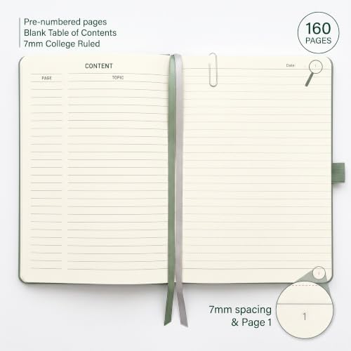 AHGXG Lined Journal Notebook, 160 Numbered Pages, A5 Size (5.7'' x 8.3'')