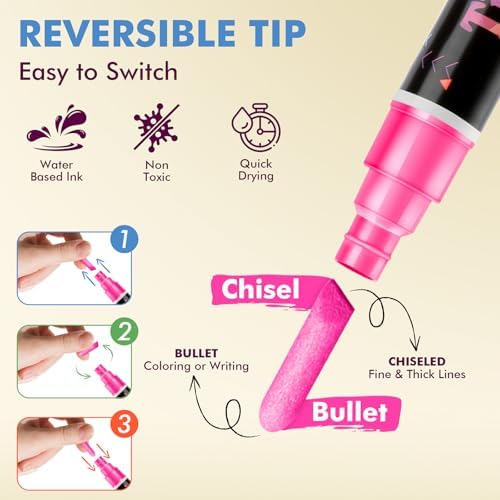 Timart Liquid Chalk Markers, 6mm Bold Chalk Pens