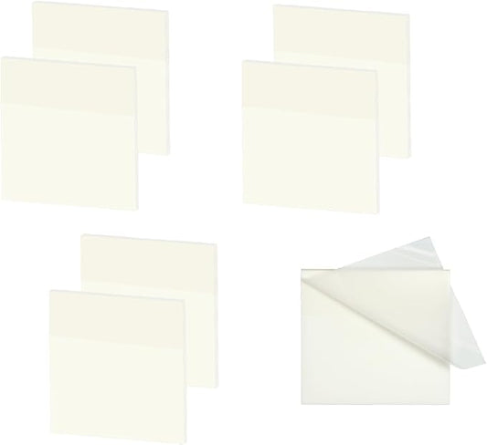 Transparent Sticky Notes,6 Pack 3x3 in，Clear Sticky Notes，Self-Adhesive Waterproof Translucent ，Clear Notes， for Bible,School, Office (White, 3 * 3 Inch)