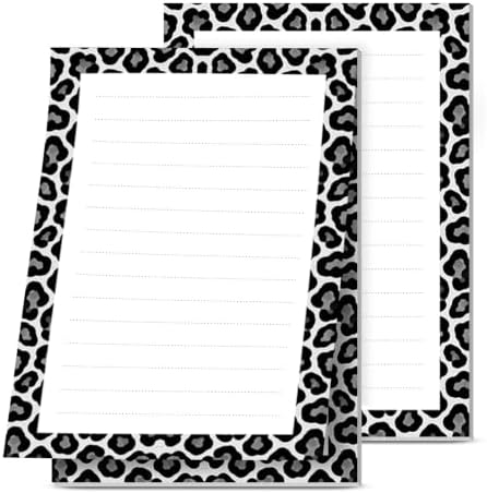 2 Pack Lined Sticky Notes 4x6 in, Cute Self-Stick Notepads with Lines, Large Memo Pads Strong Adhesive for Office, Home Cute White Leopard