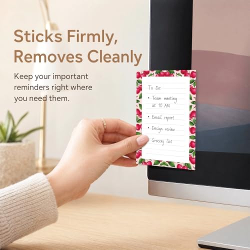 Lined Sticky Notes 4x6 in, 2 Pack Large Cute Notepads with Lines, Bright Post Memo Note Pads Big Rectangular Sticky Notes for Office Cute Pink Cherry