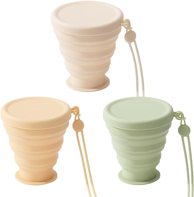 200ml Portable Silicone Folding Water Cup Heat Resistant Telescopic Collapsible Foldable Mug with Lid for Travel (Yellow)