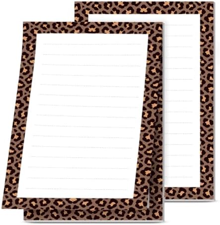 2 Pack Lined Sticky Notes 4x6 in, Cute Self-Stick Notepads with Lines, Large Memo Pads Strong Adhesive for Office, Home Cute Funny Leopard