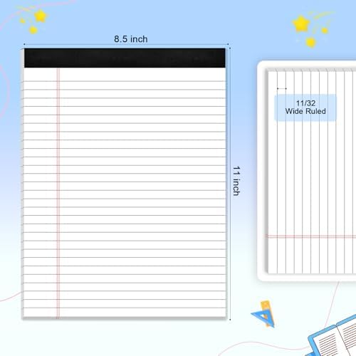 3 Pack Legal Pads 8.5 X11, Wide Ruled Notepads, White Note Pads 8.5x11