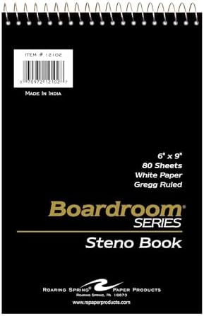Roaring Spring Spiral Steno Pad, 6"x9", Gregg Ruled, 80 Sheets