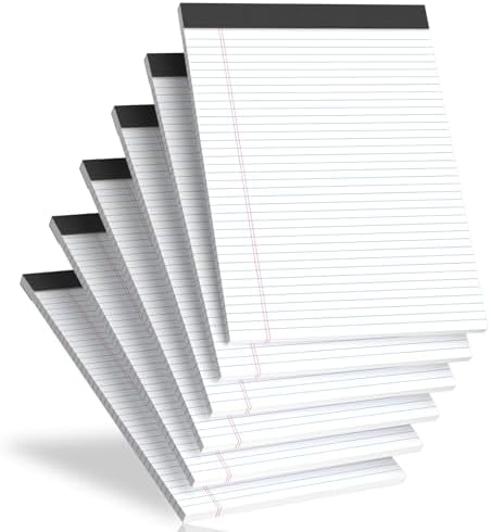 Legal Pads 8.5 X11.75, Narrow Ruled Notepads, 6 Pack White Legal Pads