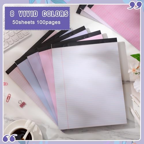 Fuutreo 8 Pcs Legal Pads 8.5 x 11 Colored Note Pads, Taro Color