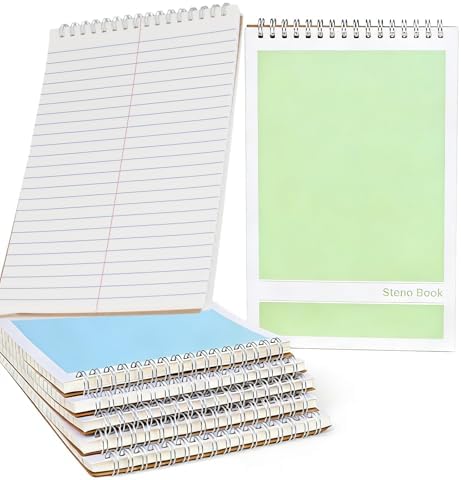15 Pack 6x9 Inch Steno Spiral Notebooks, Top Bound Writing Pads, 80 Sheet White Paper for List Making, Assorted Neutral Covers