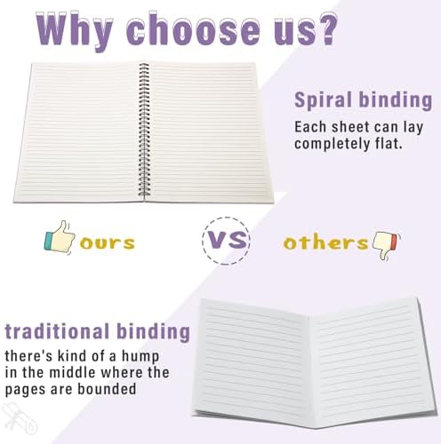 Fuutreo 6 Pack Spiral Notebook 10.5x7.45 Notebook,Purple Series,Purple