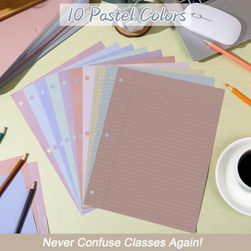 gisgfim 200 Sheets Loose Leaf Binder Paper, 8" x 10.5" Colored College Ruled Paper, 3 Hole Punched Lined Refill Inserts Thicken for 3-Ring Binders Notebooks Planner Writing School Office (Boho)