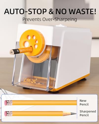 ZMOL Electric Pencil Sharpener,Heavy Duty for Classroom, 6-12mm, White