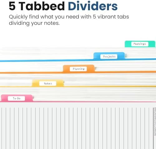 Taja Large Spiral Notebooks for Work 5 Subject with Removable Dividers