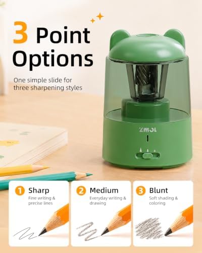 ZMOL Rechargeable Electric Pencil Sharpener for Colored Pencils Green