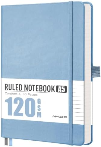 AHGXG Lined Journal Notebook, 160 Numbered Pages, A5 Size (5.7'' x 8.3'')