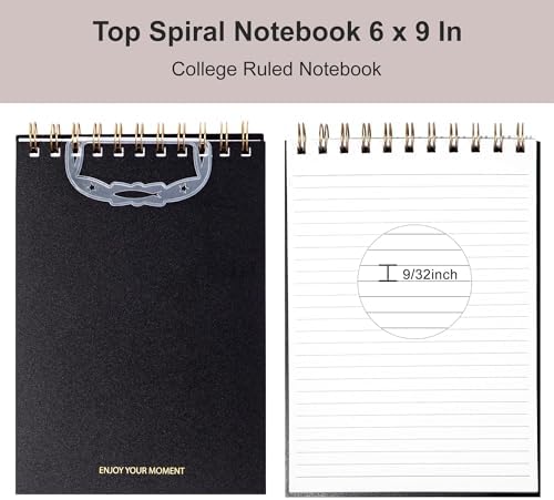 3 Pack Steno Pads Spiral 6 x 9 Inch,Top Bound Spiral Notebook College Ruled
