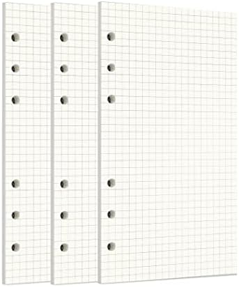 Zelten 3 Pack A6 135 Sheets/270 Pages Squared Loose Leaf Punched Paper Refills Paper for 6 Hole Binder Personal Organizer Diary Notebook Refillable Planner