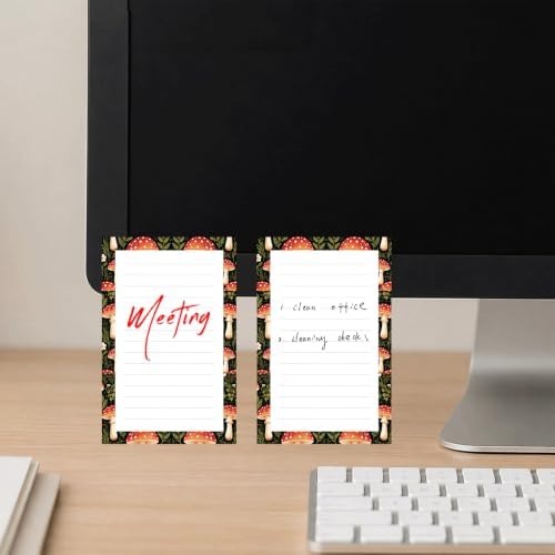 Lined Sticky Notes 4x6 in, 2 Pack Large Cute Notepads with Lines, Bright Post Memo Note Pads Big Rectangular Sticky Notes for Office Boho Mushroom Forest