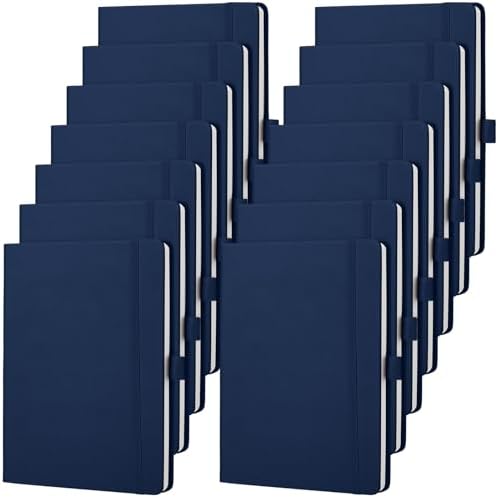 Laumoi 14 Pack Hardcover Lined Journal Notebooks Bulk,Dark Blue,A5