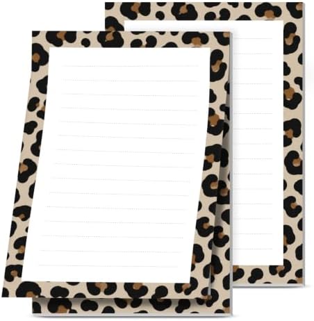 2 Pack Lined Sticky Notes 4x6 in, Cute Self-Stick Notepads with Lines, Large Memo Pads Strong Adhesive for Office, Home Luxury Leopard