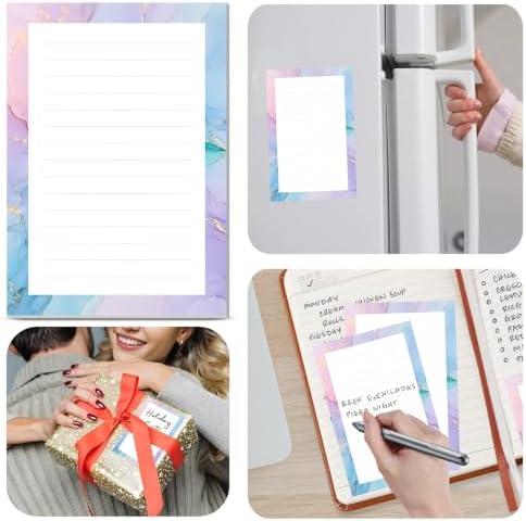 2 Pack Lined Sticky Notes 4x6 in, Cute Self-Stick Notepads with Lines, Large Memo Pads Strong Adhesive for Office, Home Purple Cute Marble