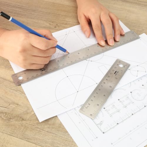 Mr. Pen- Metal Ruler with Non-Slip Cork Back, 2 Pack, 6" and 12"