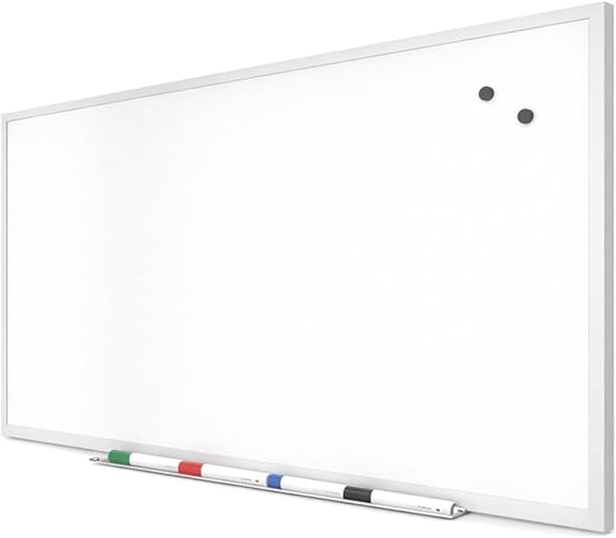 TRU RED Steel Magnetic Whiteboard | Dry Erase Board for Wall, White Board with Satin Frame, 3 ft x 2 ft, + 4 Multicolor Markers