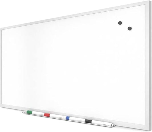 TRU RED Steel Magnetic Whiteboard | Dry Erase Board for Wall, White Board with Satin Frame, 3 ft x 2 ft, + 4 Multicolor Markers