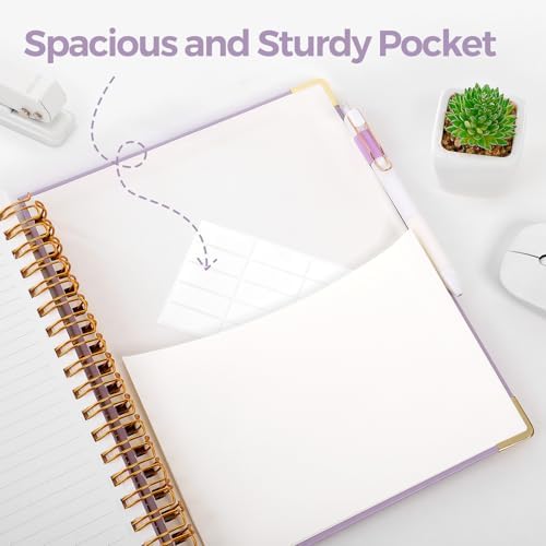 SKYDUE 5 Subject Notebook with Dividers and Tabs, 8" x 10" College Ruled Notebook for Work, 300 Pages Spiral Journal for Women, Purple