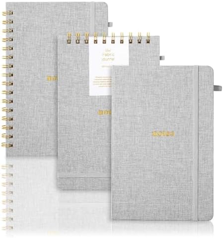 A5 Lined Journal Notebook, Fabric Hardcover, 3 Pack