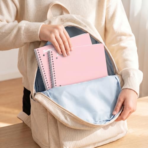 SUNEE Spiral Notebooks, 3 Pack, 1-Subject, College Ruled Paper, 8" x 10-1/2", 70 Sheets per Notebook, Pink
