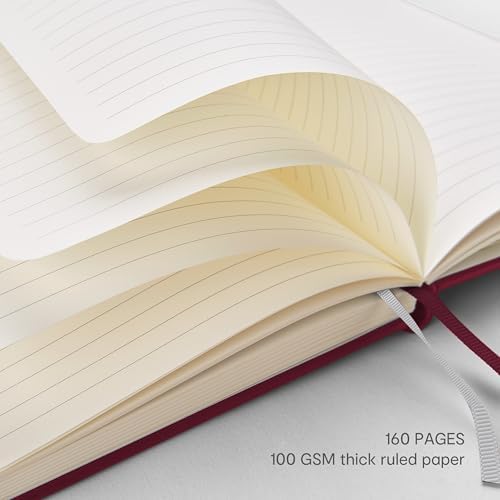 &And Per Se Lined Journal Notebook – A5 5.7”x8” College Ruled, 160 Pages, 100gsm Thick Paper, Journaling Notebooks for Writing (Dark Red)