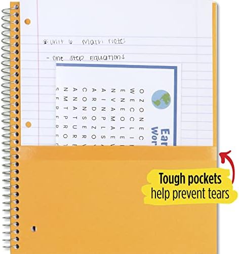 Five Star Spiral Notebook, 5 Subject, Wide Ruled Paper, 8" x 10-1/2", 200 Sheets, Tidewater Blue & Fire Red, 2 Pack (930082)