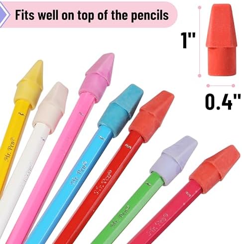 Mr. Pen- Pencil Erasers Toppers, 240 Pack, Colorful, Latex Free, No Smudge