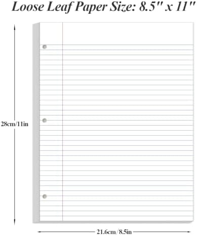 (3-Pack) Loose Leaf Paper - 8.5" x 11" Filler Paper, 100 Sheets/200 Pages College Rule Filler Notebook Paper, 3 Hole Punched College Ruled Paper for 3 Ring Binder, White