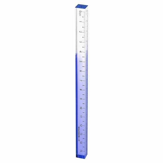 HARFINGTON Acrylic Clear Straight Rulers 15cm Metric Transparent Gradient Three-Dimensional Plastic Ruler Square Cube Measuring Tool for Classroom Office, Blue