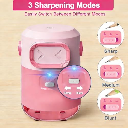 Electric Pencil Sharpener for Classroom Home, Automatic Colored Pencil Sharpener for Kids, Auto Stop for 6-8mm No.2/Colored Pencils, Cute Pencil Sharpener Battery Powered, School Supplies
