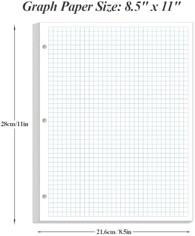 (3-Pack) Graph Filler Paper - 3-Hole Punched 4 x 4 Graph Paper, 8-1/2" x 11", 300 Sheets/600 Pages Loose-Leaf Grid Paper for Office/Home/School