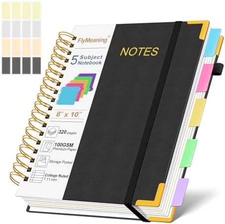 Hardcover Spiral Notebook Journal with Removable Dividers Tabs