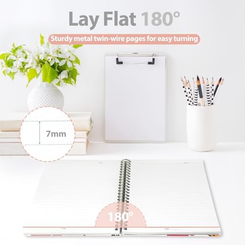 A5 Lined Spiral Journal Notebook, 146 Pages Hardcover Notebook with 100 GSM Thick Paper, Inner Pocket & Elastic Closure, 5.7" x 7.9", Notebooks for Work, School, College, Office, Journaling & Note Taking