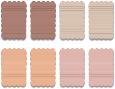 Eaasty 8 Pack Scalloped Sticky Notes Lined 4" X 6" Brown Memo Pads